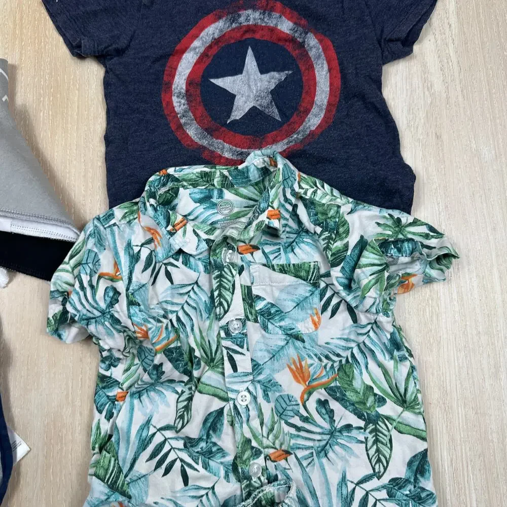 Baby Boy Lot 18M Wonder Nation Outfit Bibs Eating Captain America Shirt 10 Piece